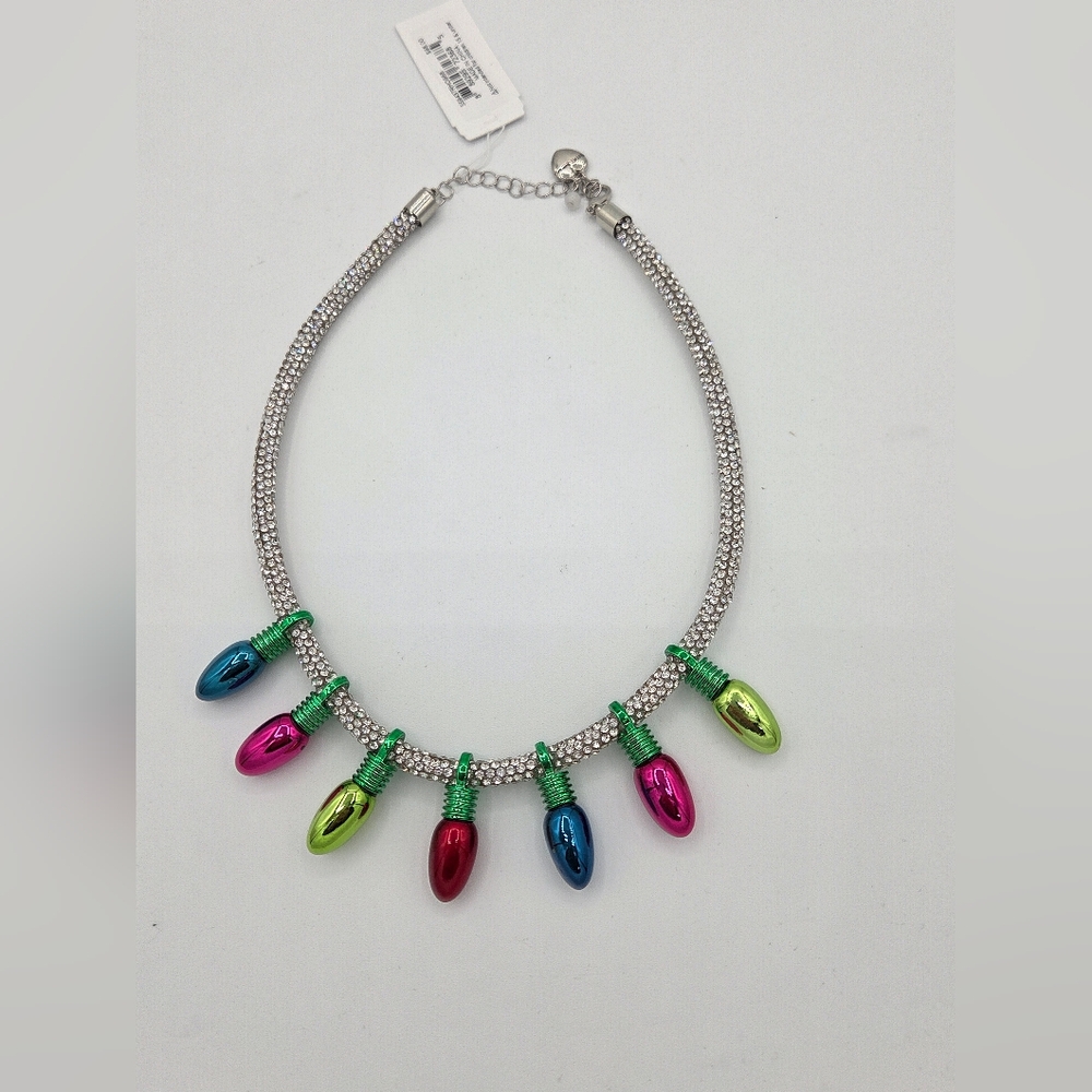 NWT Betsey Johnson Multi Light Bib Necklace Christmas Holiday - Picture 2 of 6
